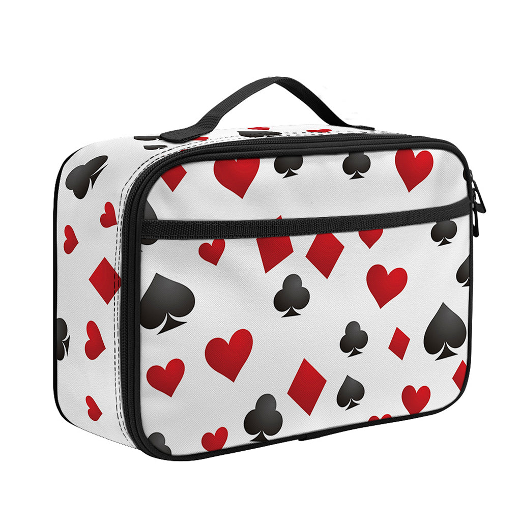 Red And Black Playing Card Suits Print Portable Lunch Bag