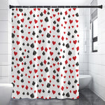 Red And Black Playing Card Suits Print Premium Shower Curtain
