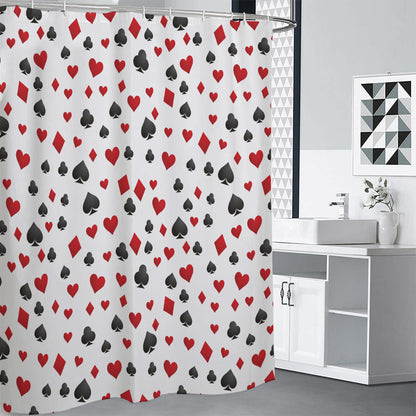 Red And Black Playing Card Suits Print Premium Shower Curtain