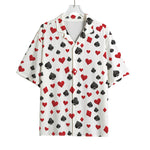 Red And Black Playing Card Suits Print Rayon Hawaiian Shirt