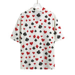 Red And Black Playing Card Suits Print Rayon Hawaiian Shirt