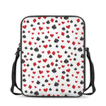 Red And Black Playing Card Suits Print Rectangular Crossbody Bag