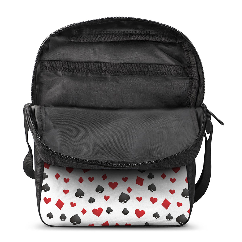 Red And Black Playing Card Suits Print Rectangular Crossbody Bag