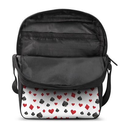 Red And Black Playing Card Suits Print Rectangular Crossbody Bag