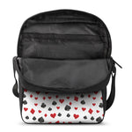 Red And Black Playing Card Suits Print Rectangular Crossbody Bag