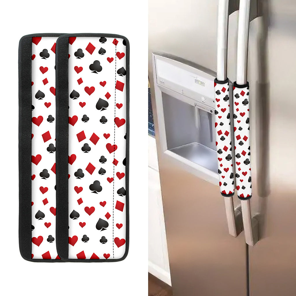 Red And Black Playing Card Suits Print Refrigerator Handle Covers