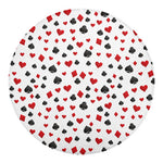 Red And Black Playing Card Suits Print Round Blanket