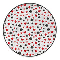 Red And Black Playing Card Suits Print Round Floor Mat
