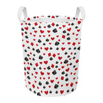 Red And Black Playing Card Suits Print Round Laundry Basket
