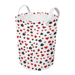 Red And Black Playing Card Suits Print Round Laundry Basket