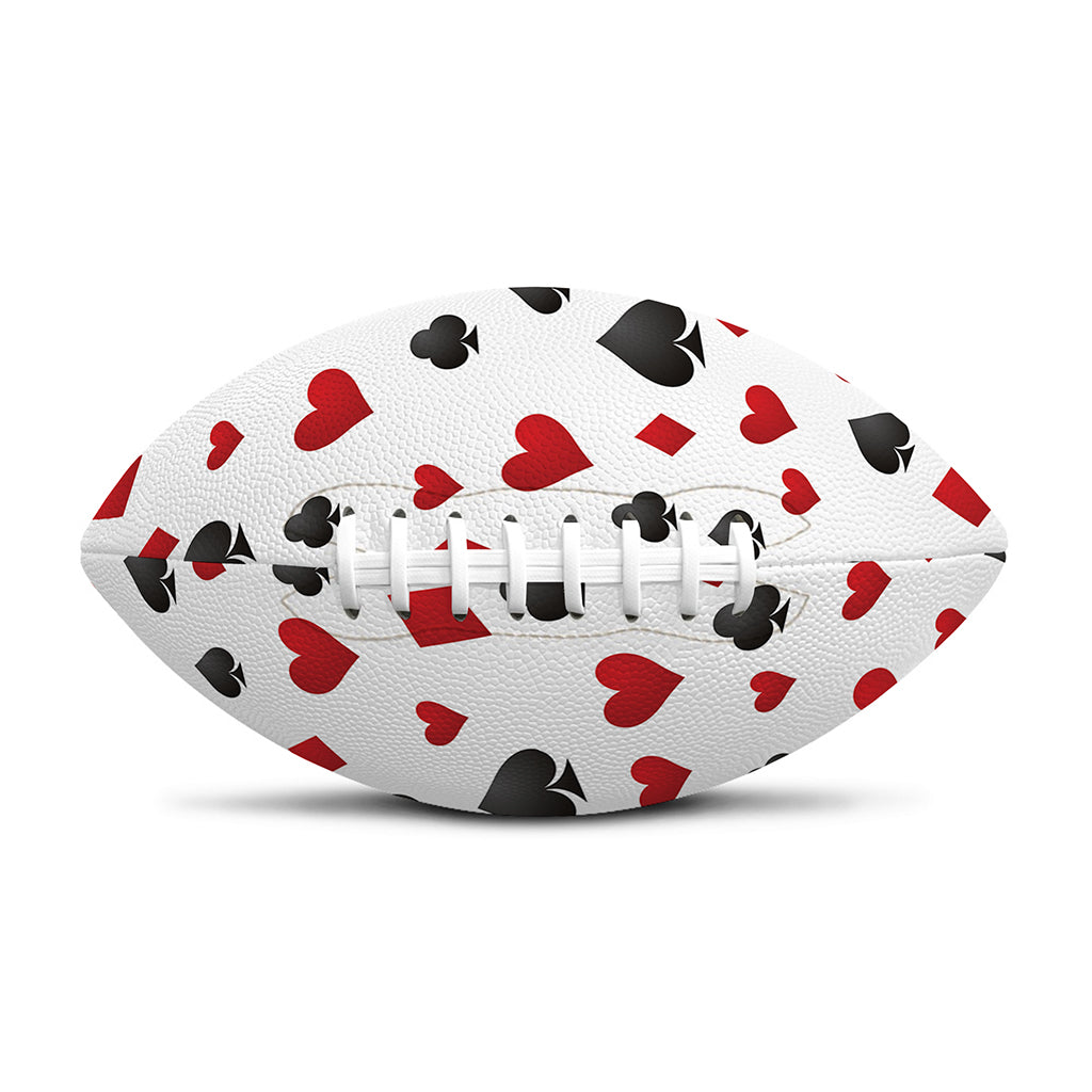 Red And Black Playing Card Suits Print Rugby Ball