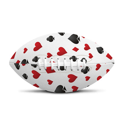 Red And Black Playing Card Suits Print Rugby Ball