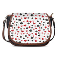Red And Black Playing Card Suits Print Saddle Bag