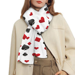 Red And Black Playing Card Suits Print Scarf