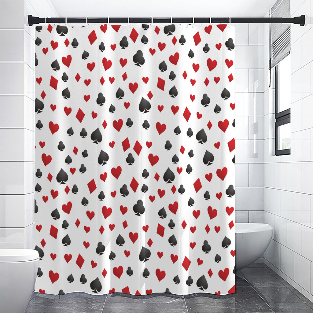 Red And Black Playing Card Suits Print Shower Curtain