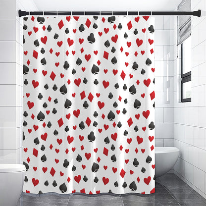Red And Black Playing Card Suits Print Shower Curtain