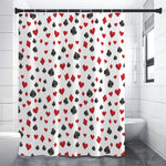 Red And Black Playing Card Suits Print Shower Curtain