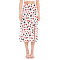 Red And Black Playing Card Suits Print Side Slit Midi Skirt