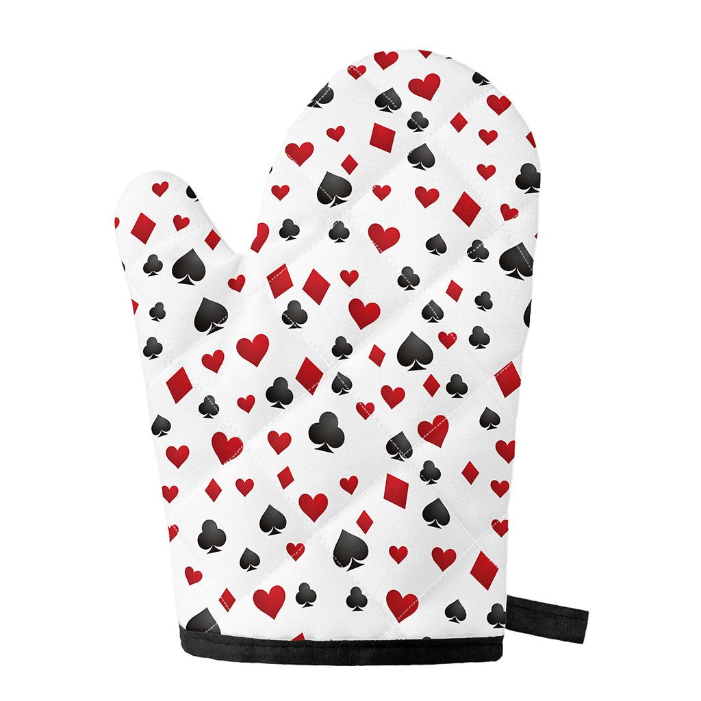 Red And Black Playing Card Suits Print Single Oven Mitt