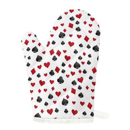 Red And Black Playing Card Suits Print Single Oven Mitt