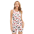 Red And Black Playing Card Suits Print Sleeveless One Piece Swimsuit