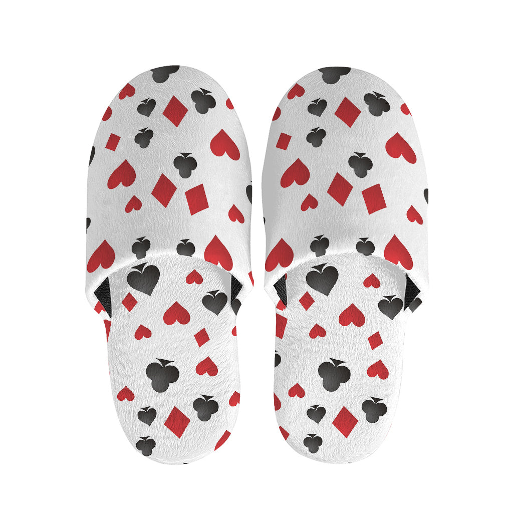 Red And Black Playing Card Suits Print Slippers