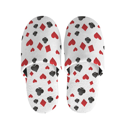 Red And Black Playing Card Suits Print Slippers