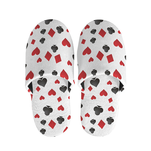Red And Black Playing Card Suits Print Slippers