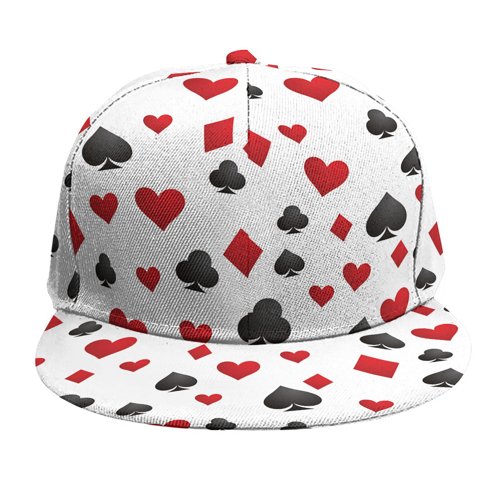 Red And Black Playing Card Suits Print Snapback Cap