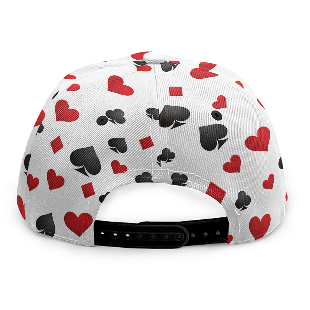 Red And Black Playing Card Suits Print Snapback Cap