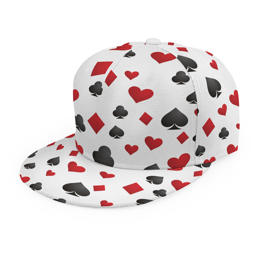 Red And Black Playing Card Suits Print Snapback Cap