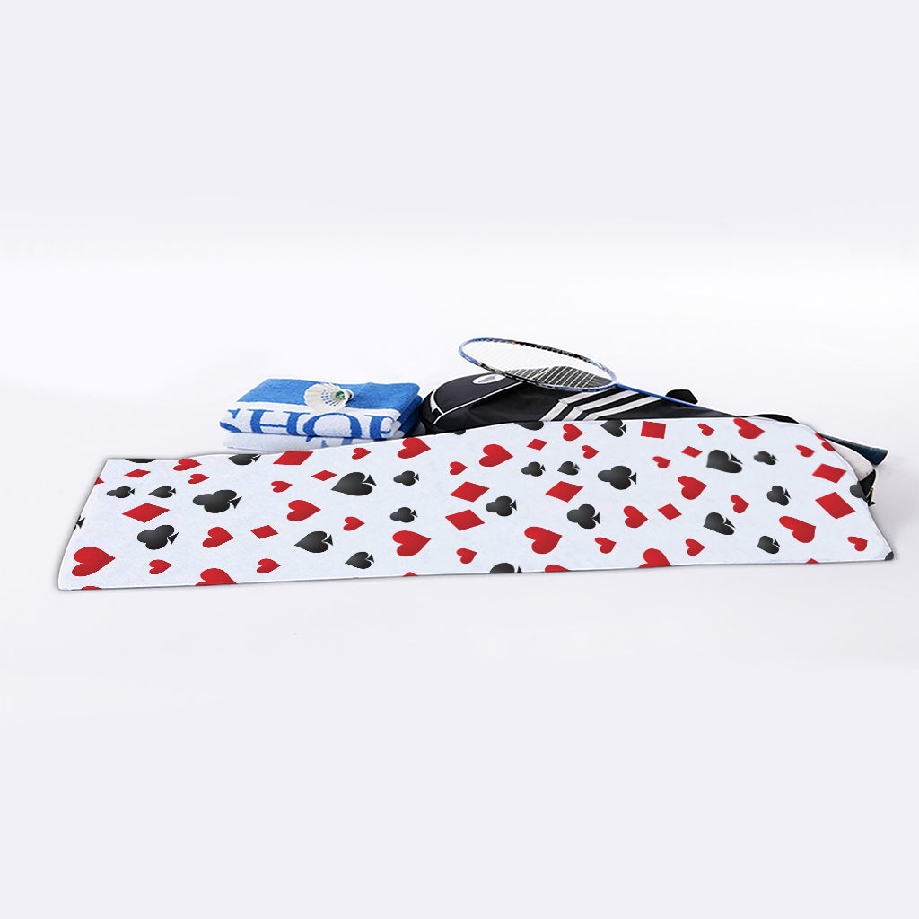 Red And Black Playing Card Suits Print Sports Towel