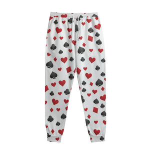 Red And Black Playing Card Suits Print Sweatpants