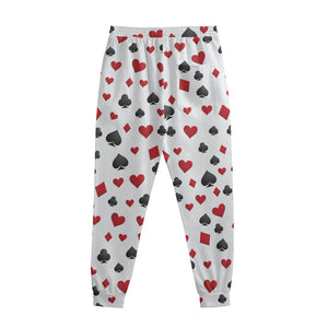 Red And Black Playing Card Suits Print Sweatpants