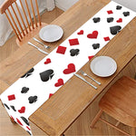 Red And Black Playing Card Suits Print Table Runner