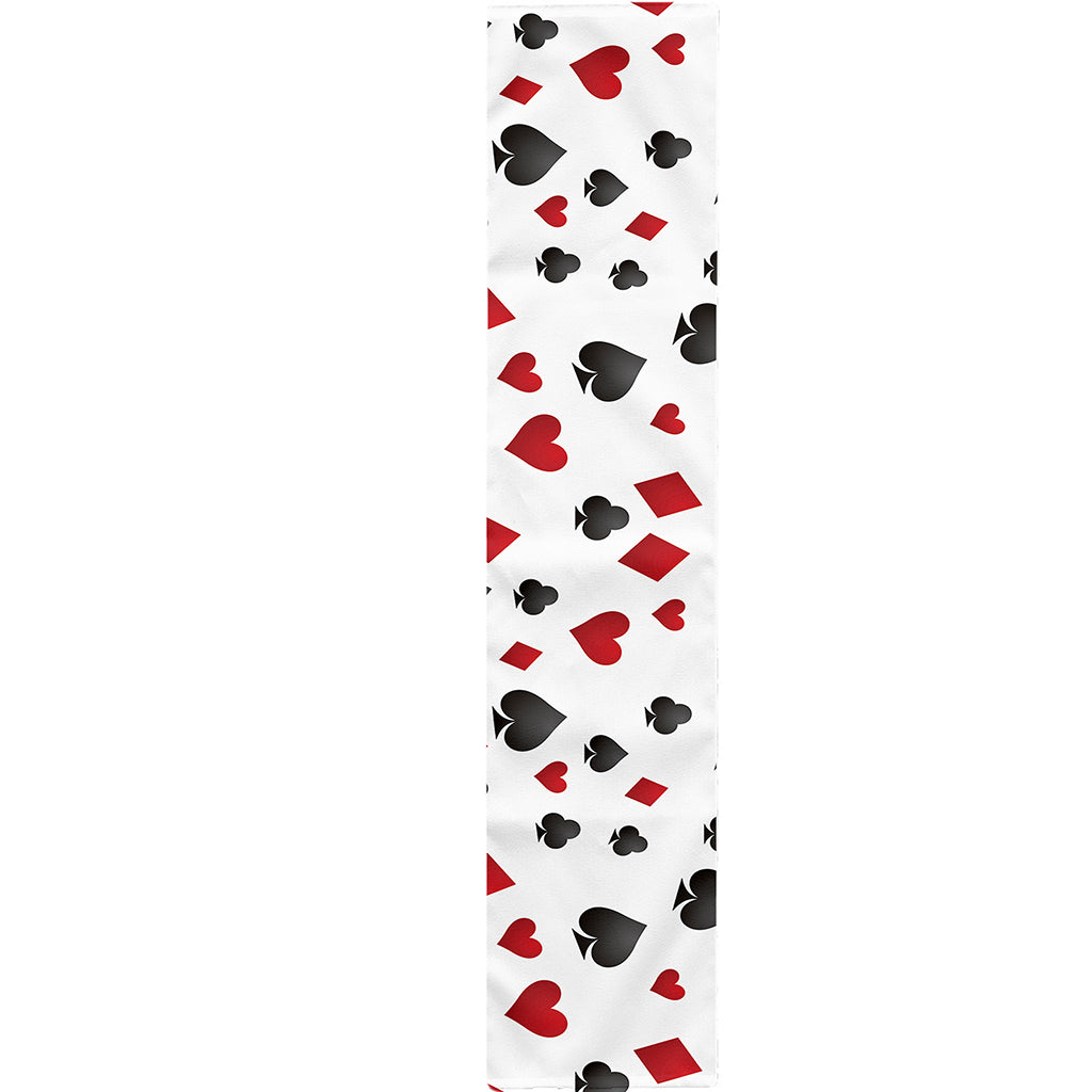 Red And Black Playing Card Suits Print Table Runner