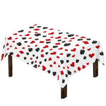 Red And Black Playing Card Suits Print Tablecloth