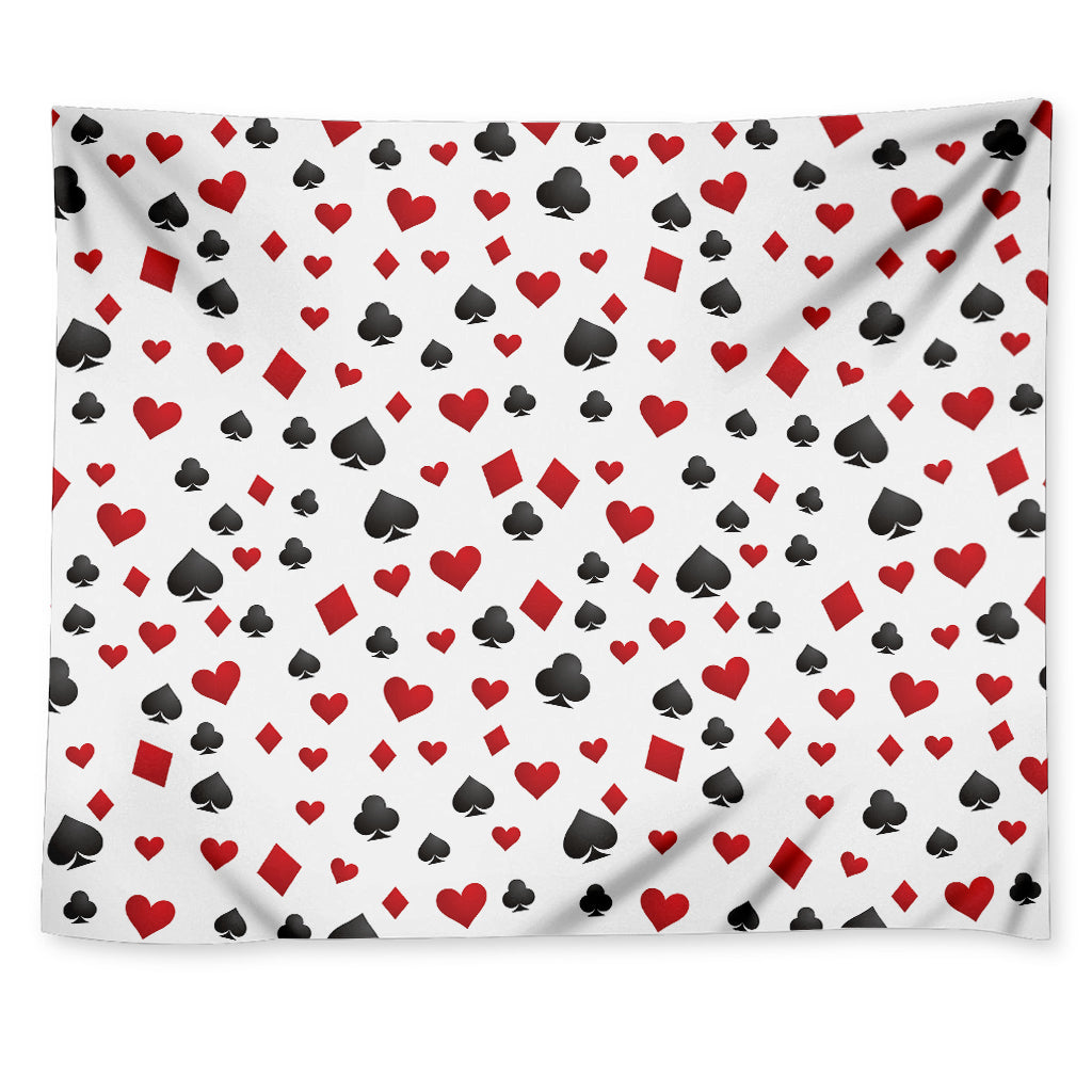 Red And Black Playing Card Suits Print Tapestry