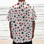 Red And Black Playing Card Suits Print Textured Short Sleeve Shirt