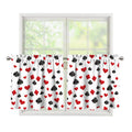Red And Black Playing Card Suits Print Tier Curtains