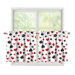 Red And Black Playing Card Suits Print Tier Curtains