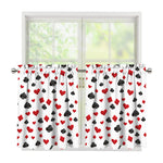 Red And Black Playing Card Suits Print Tier Curtains