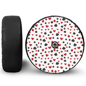 Red And Black Playing Card Suits Print Tire Cover With Camera Hole