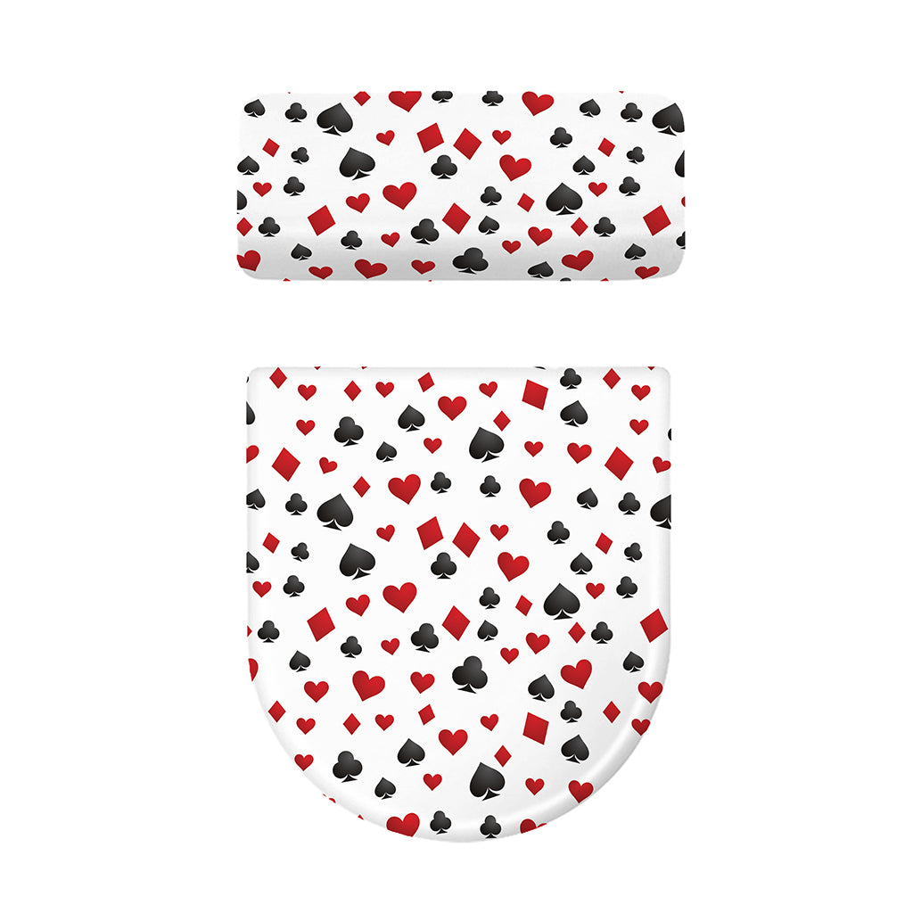 Red And Black Playing Card Suits Print Toilet Lid And Tank Cover Set
