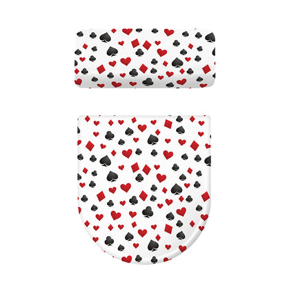 Red And Black Playing Card Suits Print Toilet Lid And Tank Cover Set