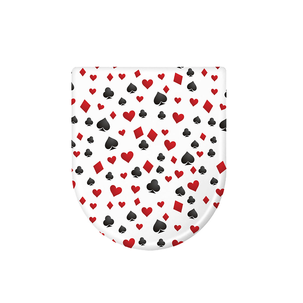 Red And Black Playing Card Suits Print Toilet Lid Cover