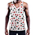 Red And Black Playing Card Suits Print Men's Workout Tank Top