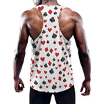 Red And Black Playing Card Suits Print Training Tank Top