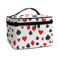 Red And Black Playing Card Suits Print Travel Makeup Bag