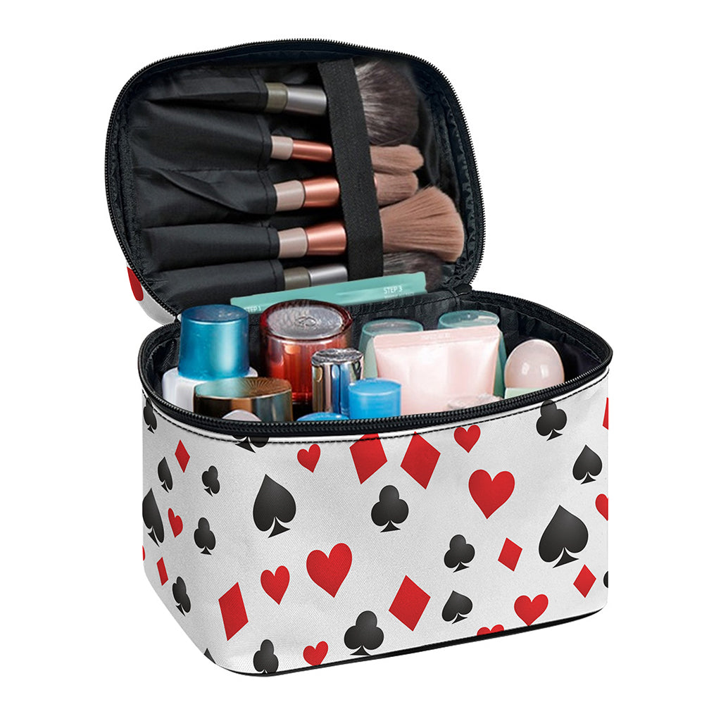 Red And Black Playing Card Suits Print Travel Makeup Bag